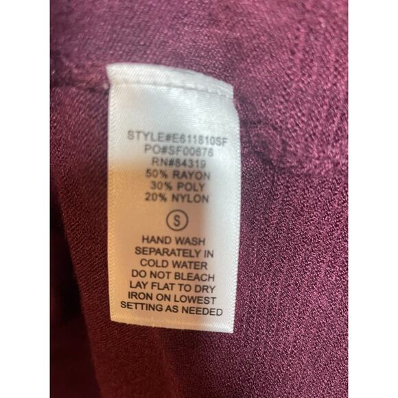 Evolution Womens Pullover Open Front Cardigan Sweater 3/4 Sleeve Size S Burgundy - Picture 5 of 7